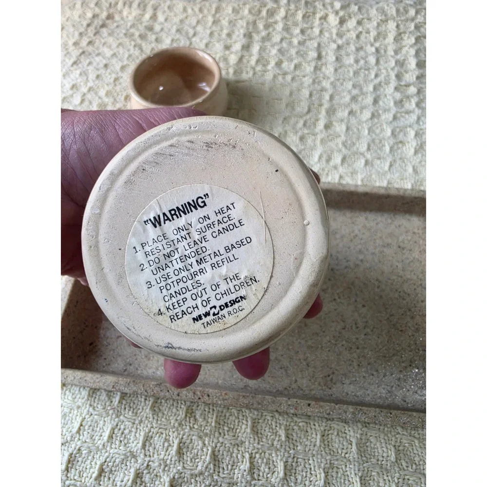 Vintage Giftco Ceramic Potpourri Simmerer Welcome To Our Home Wax Warmer 2pc Set